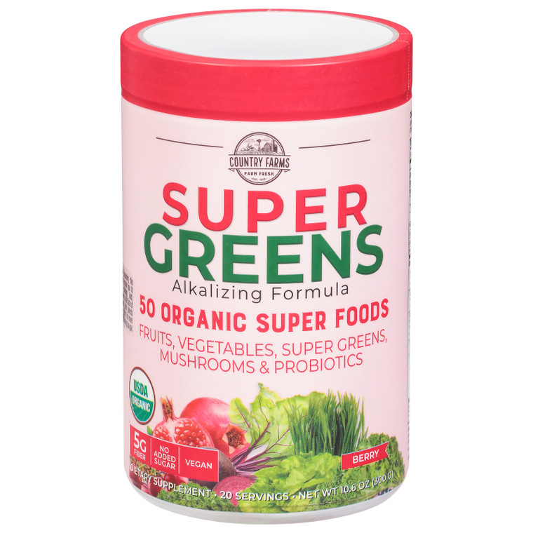 Country Farms - Super Grns Powder Berry - 1 Each-10.6 Oz