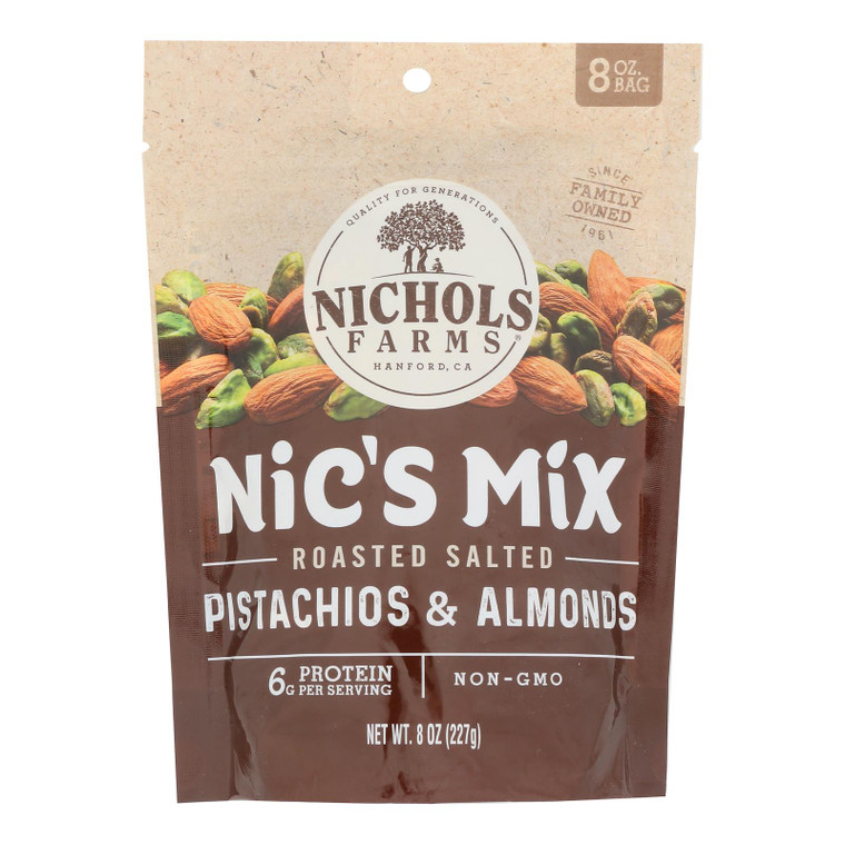 Nichols Farms - Pistachio Almond Mix Roasted Salted - Case Of 12-8 Ounce