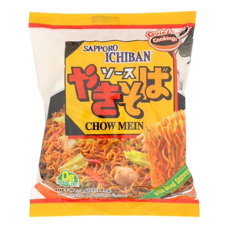 Sapporo Chow Mein With Dried Seaweed Laver - Case Of 24 - 3.6 Oz