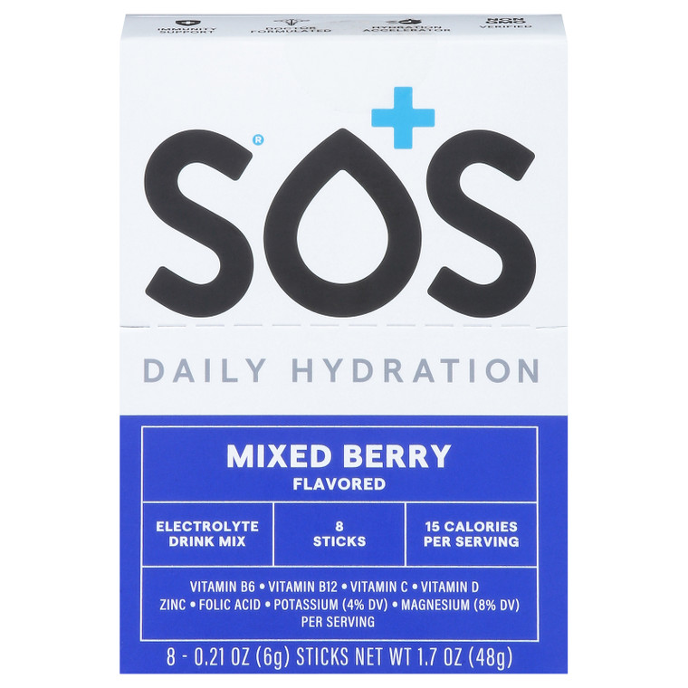 Sos Hydration - Hydration Mix Mixed Berry - Ea Of 1-8 Ct
