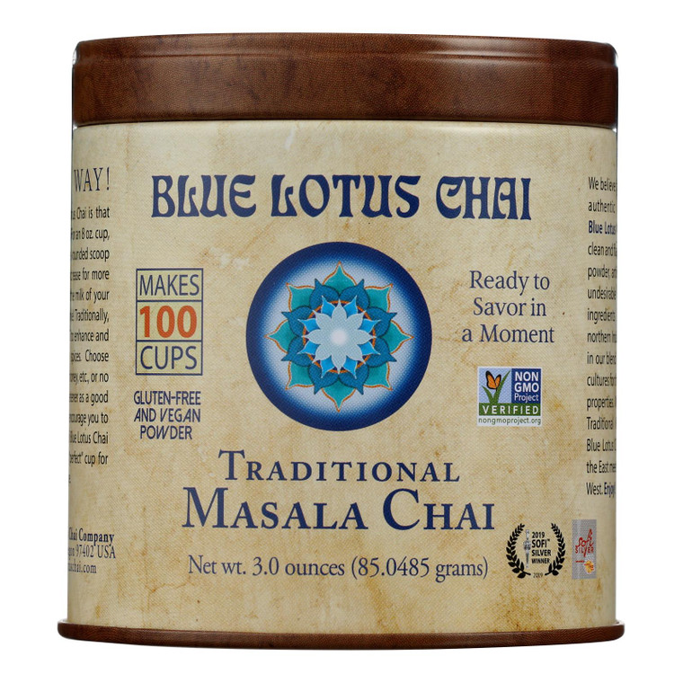 Blue Lotus - Masala Chai Traditional Tin - Case Of 6 - 3 Oz