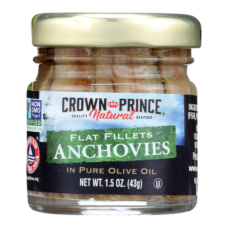 Crown Prince Flat Fillets Of Anchovies In Pure Olive Oil - Case Of 18 - 1.5 Oz.