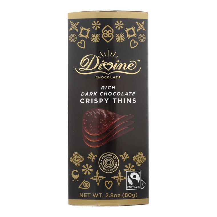 Divine - Crisp Thns Dark Chocolate - Case Of 12 - 2.8 Oz Divine - Crisp Thns Dark Chocolate - Case Of 12 - 2.8 Oz