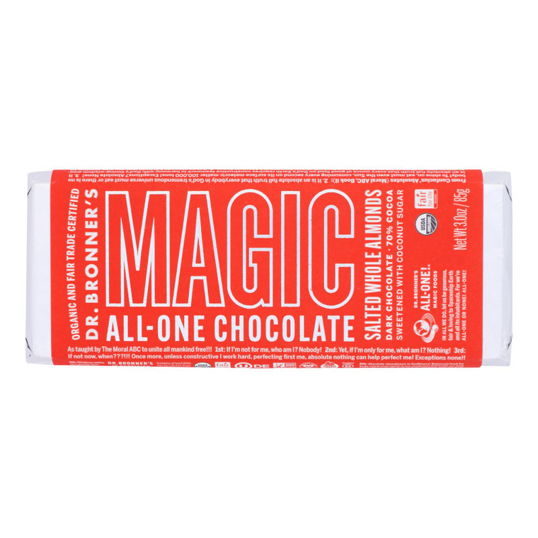 Dr. Bronner's - Bar Chocolate Salted Almnd - Case Of 9-3 Oz Dr. Bronner's - Bar Chocolate Salted Almnd - Case Of 9-3 Oz