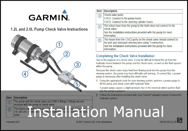 garmin 1.2litre hydraulic pump valve check guide