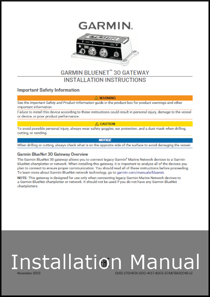 garmin bluenet 30 gateway installation guide