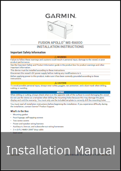 garmin fusion apollo ms-ra800 installation guide