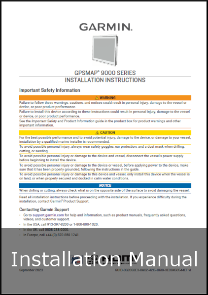 garmin gpsmap 9000 installation guide