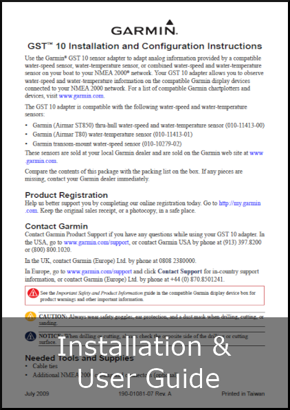garmin gst10 installation guide