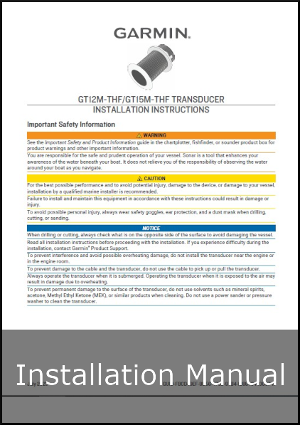 garmin gt12m gt15m thf transducer installation guide