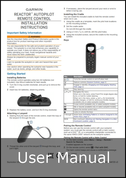 garmin reactor remote control user guide