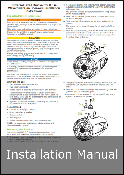 garmin wake tower fixed bracket installation guide