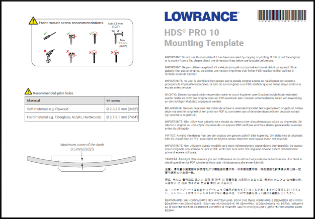 lowrance hds pro 10 mounting template