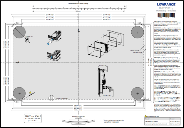 lowrance hds pro 16 mounting template