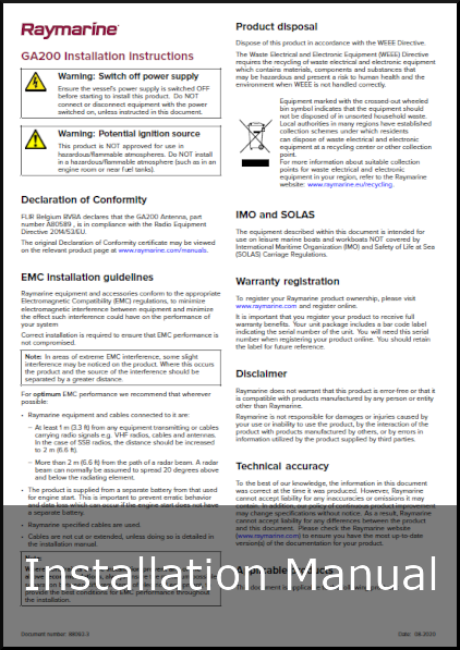 raymarine ga200 gnss gps installation guide