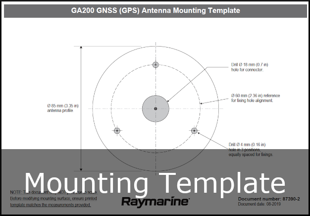 raymarine ga200 gnss gps mounting template