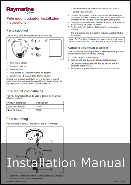raymarine rs150 mount installation guide