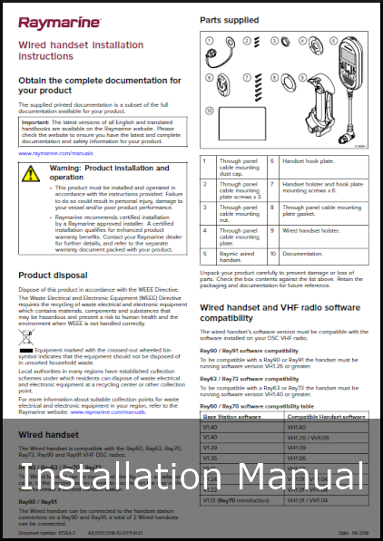 raymarine wired handset installation guide