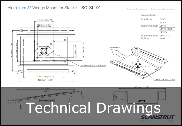 scanstrut starlink wedge mount tech drawing