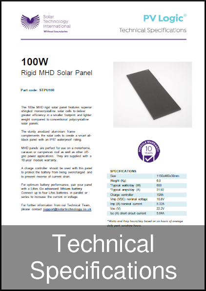 solar 100w rigid panel tech specs