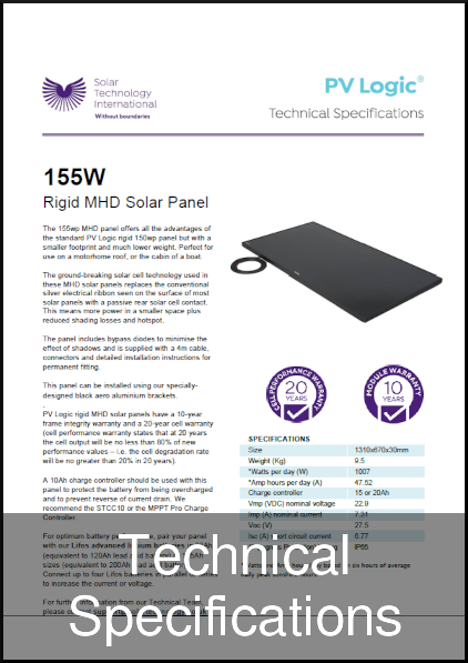 solar 155w rigid panel tech specs