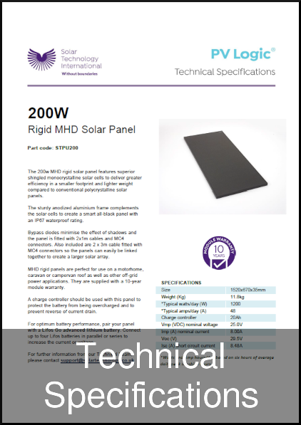 solar 200w rigid panel tech specs