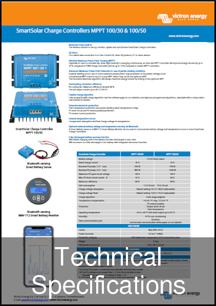 victron smart solar controller 100-30 and 100-50 specifications