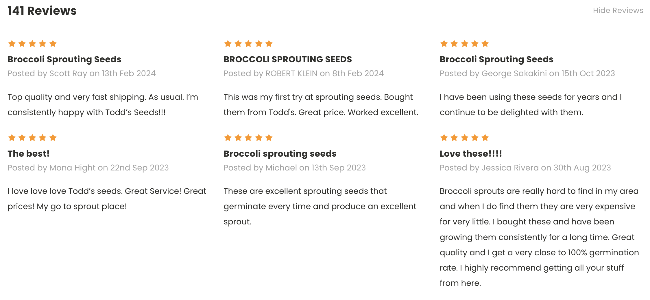 Todd's Seeds Reviews - Broccoli Seeds