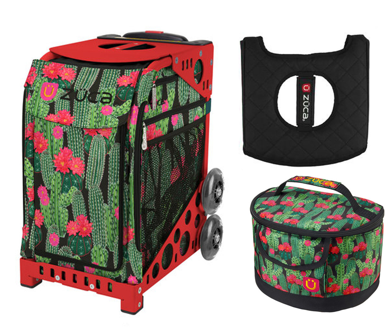 Zuca Sport Bag - Desert Blossoms with Lunchbox and Zuca Seat Cover (Red  Frame)