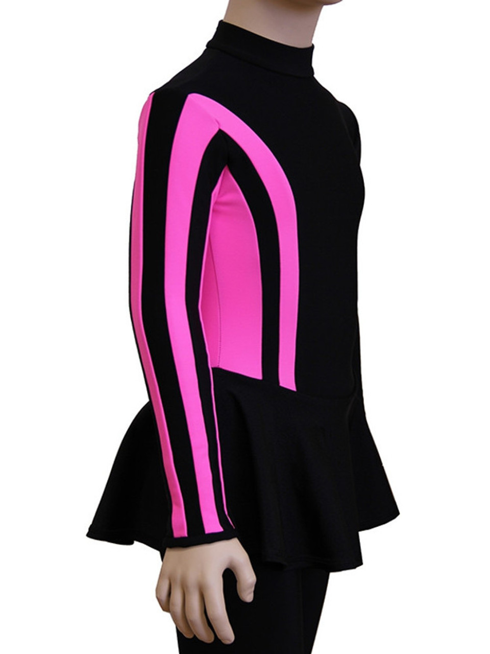 IceDress Figure Skating Dress-Thermal - Stripe (Black with Pink Stripes)
