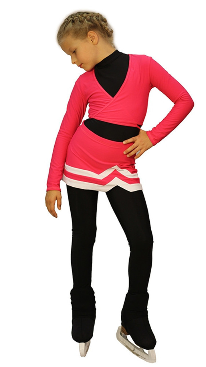 IceDress Figure Skating Outfit - Thermal - Line (Raspberry with White Line)