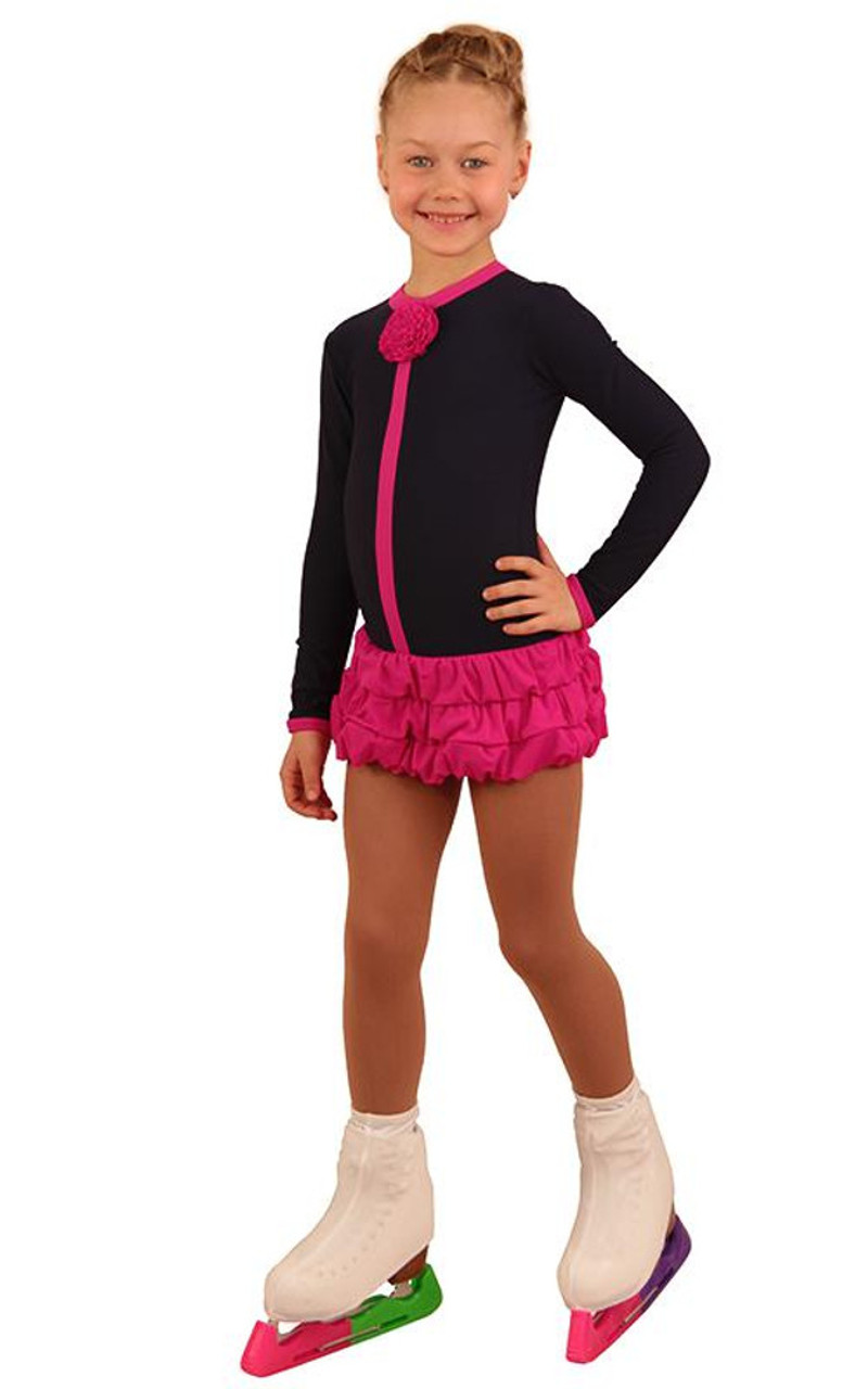  IceDress Figure Skating Outfit - Bows (Dark Grey and