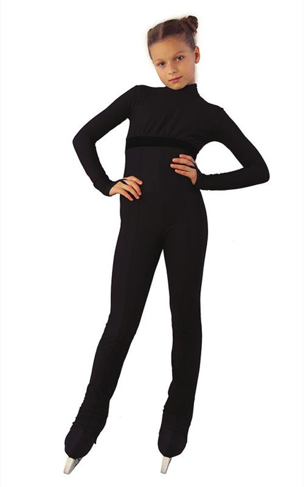 IceDress Figure Skating Training Overalls -Style (Black with Velvet)