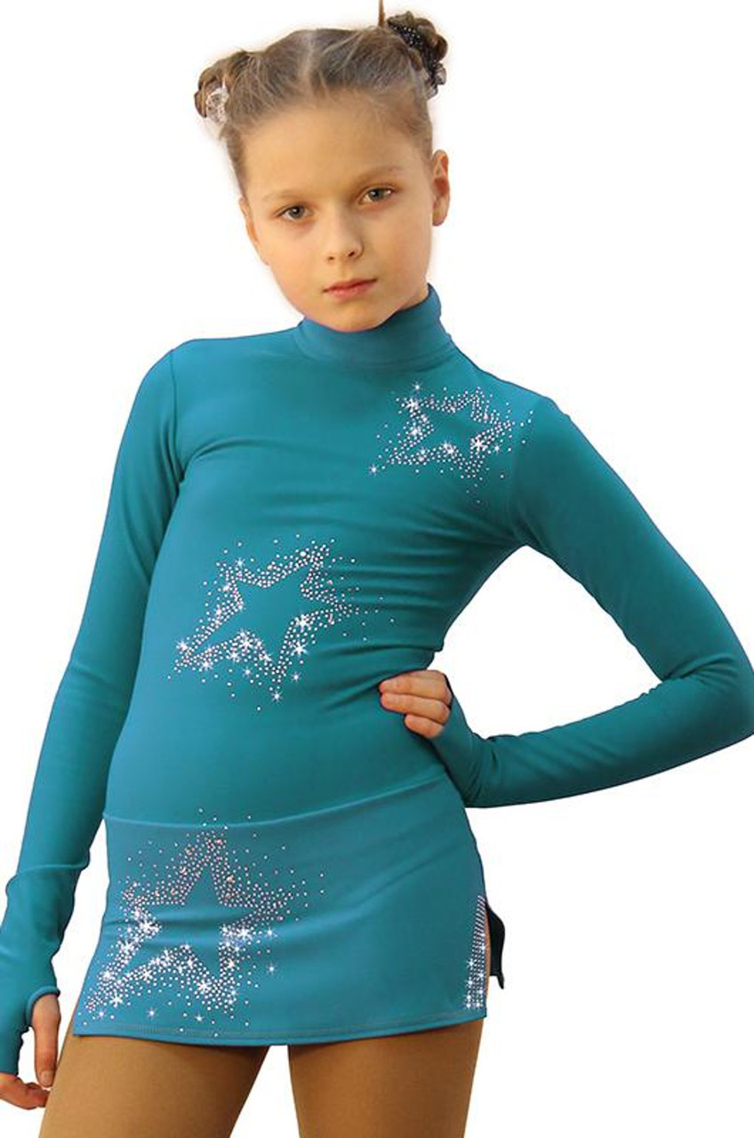 IceDress Figure Skating Dress - Thermal - Super Star (Emerald with Rhinestones) IceDress Figure Skating Dress - Thermal - Super Star (Emerald with Rhinestones)