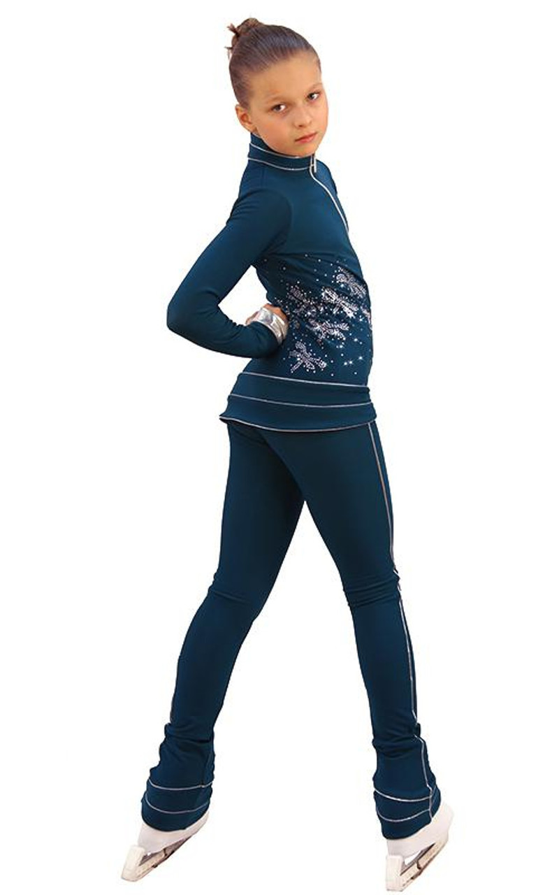 IceDress Figure Skating Outfit - Thermal - Shine (Dark Blue with Silver)