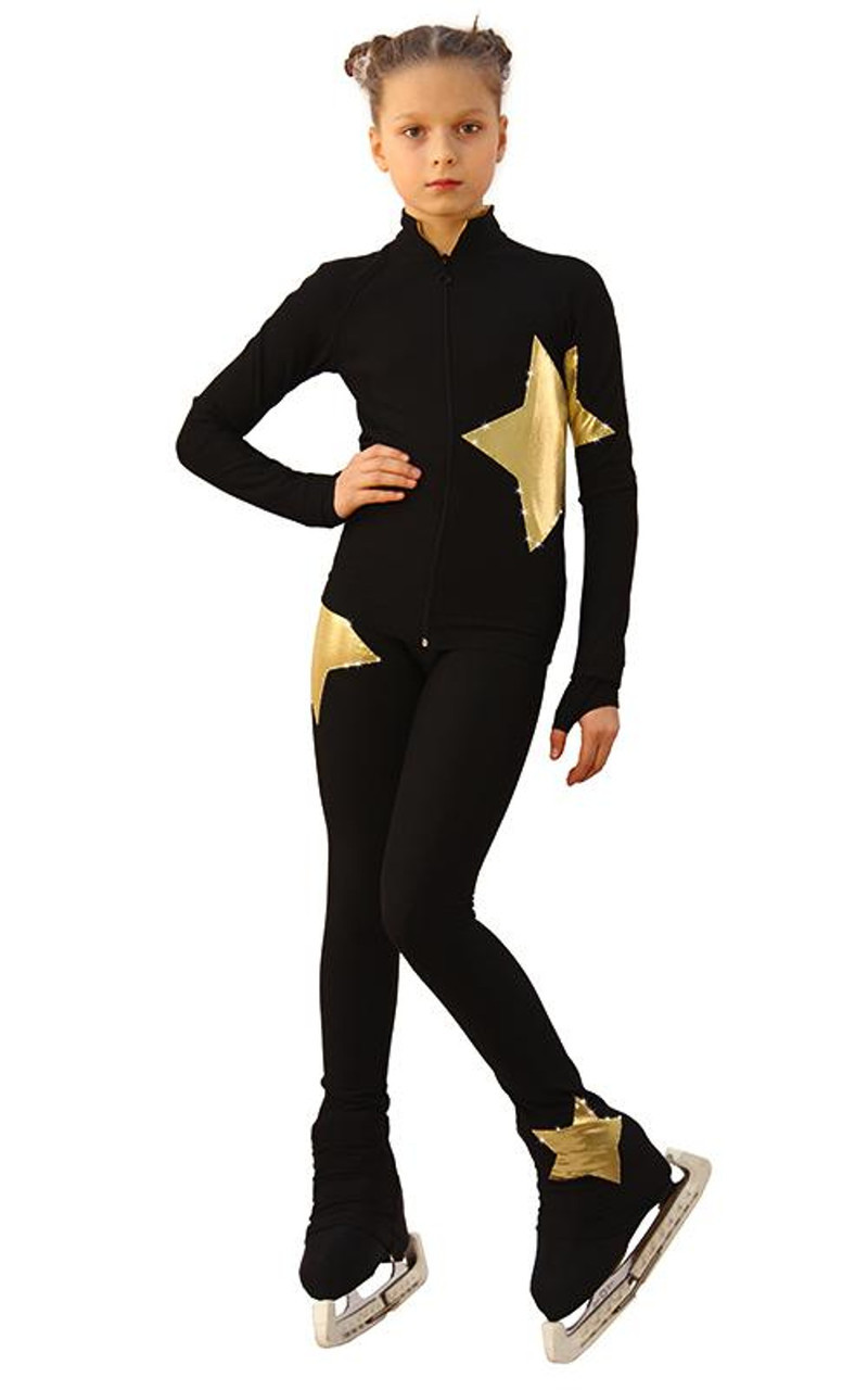 IceDress Figure Skating Outfit - Thermal - Little Star (Black with Gold) IceDress Figure Skating Outfit - Thermal - Little Star (Black with Gold)