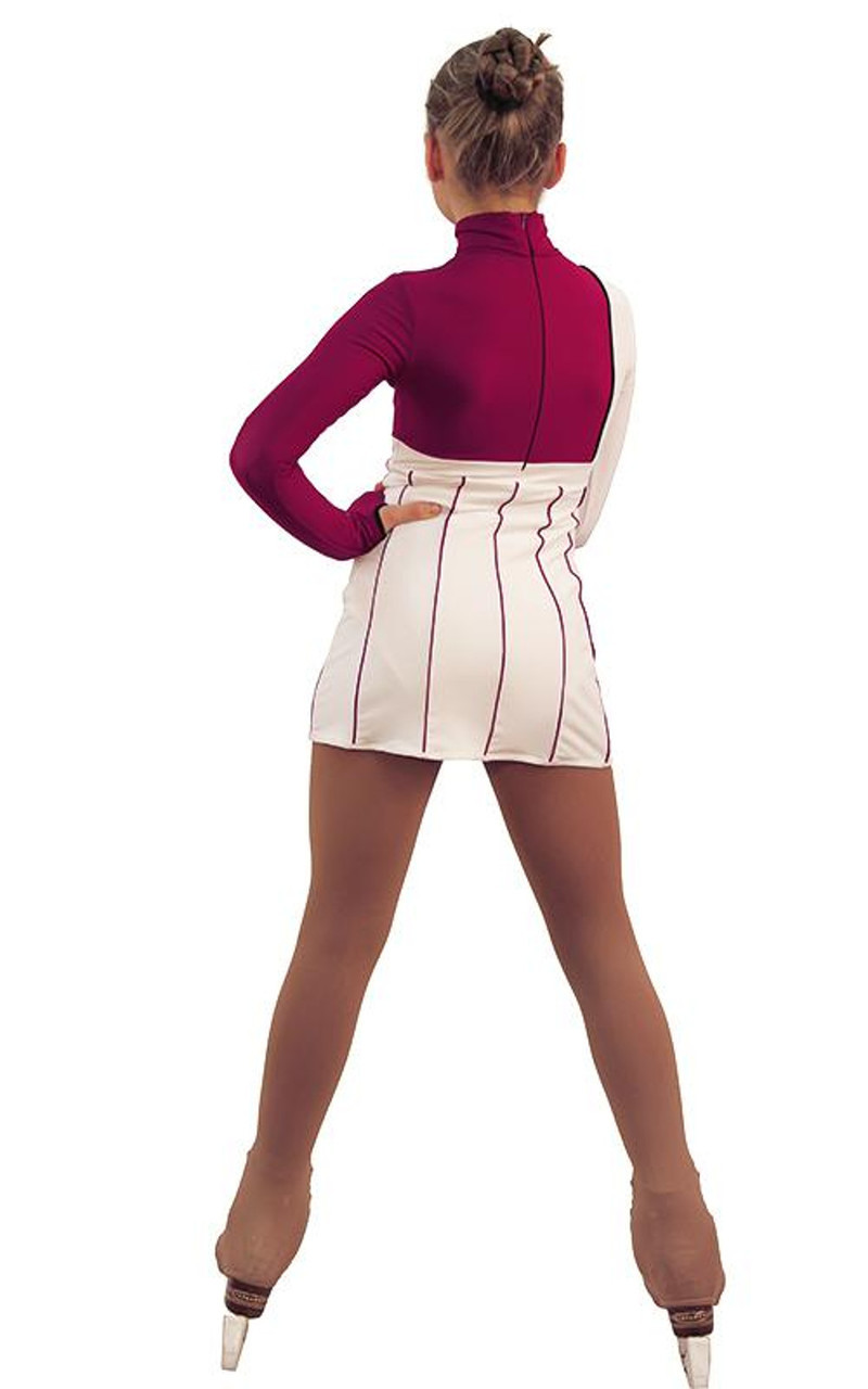 IceDress Figure Skating Dress - Thermal - IceFashion (White and Bordeaux)