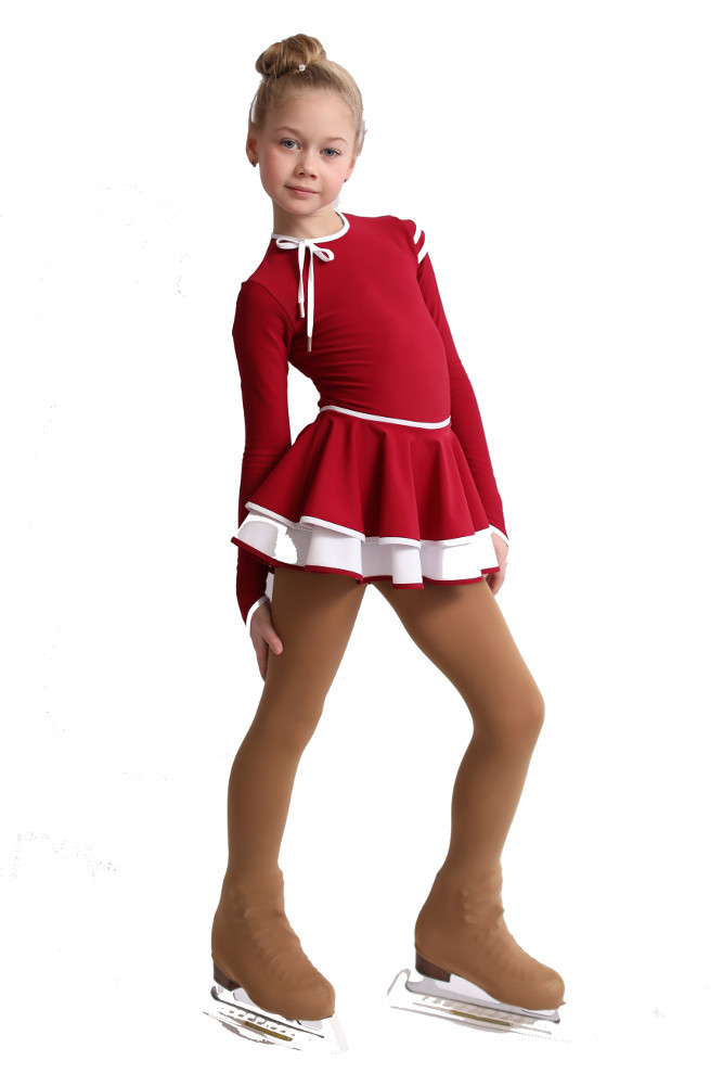 burgundy ice skating dress Solitaire Sweetheart Loop Beaded Skating Dress main image 0