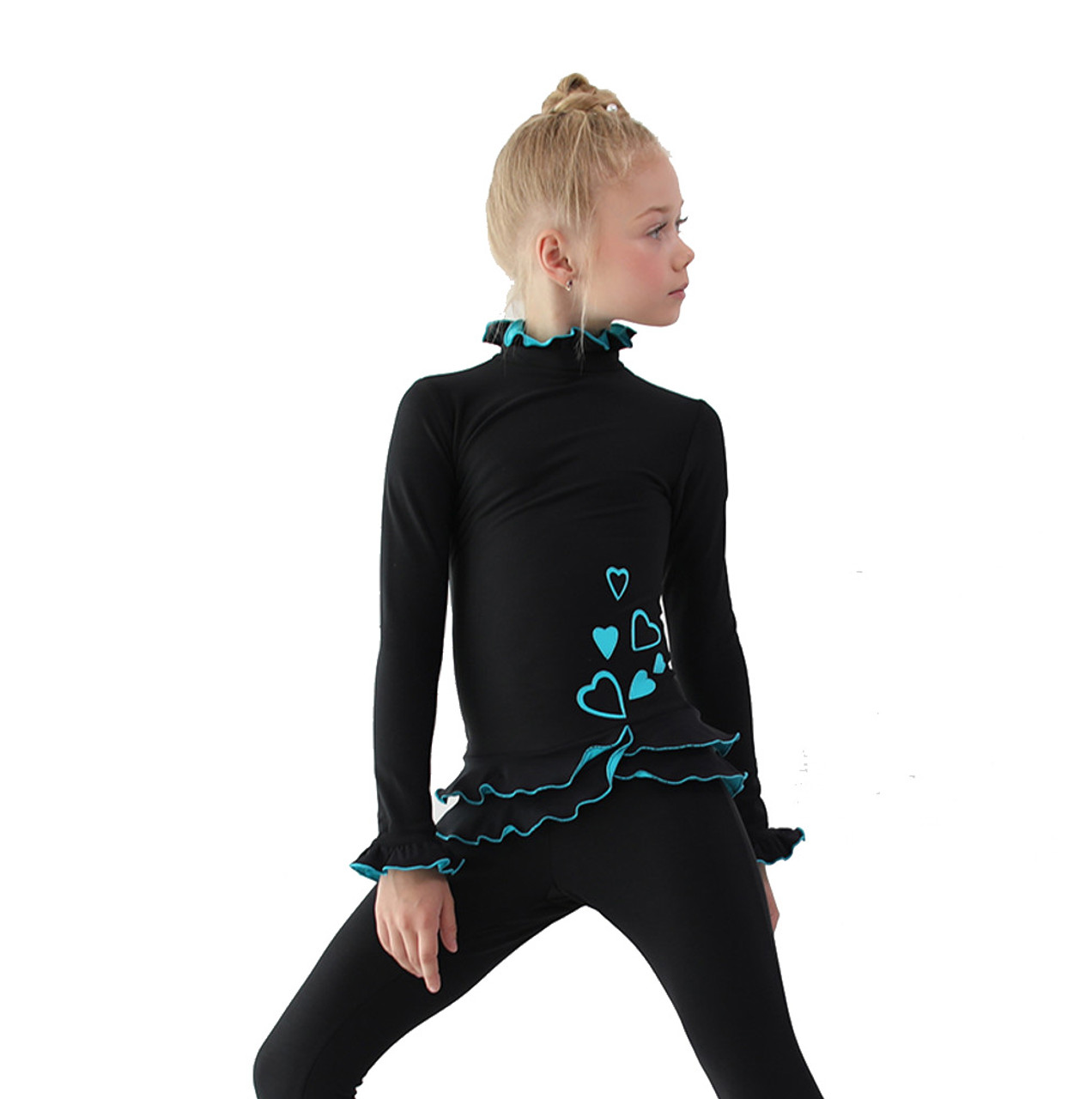 IceDress Figure Skating Outfit - Thermal - Minx (Black with Turquoise)