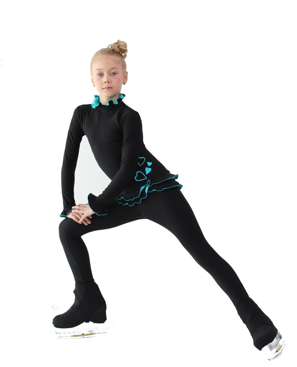 IceDress Figure Skating Outfit - Thermal - Minx (Black with Turquoise)