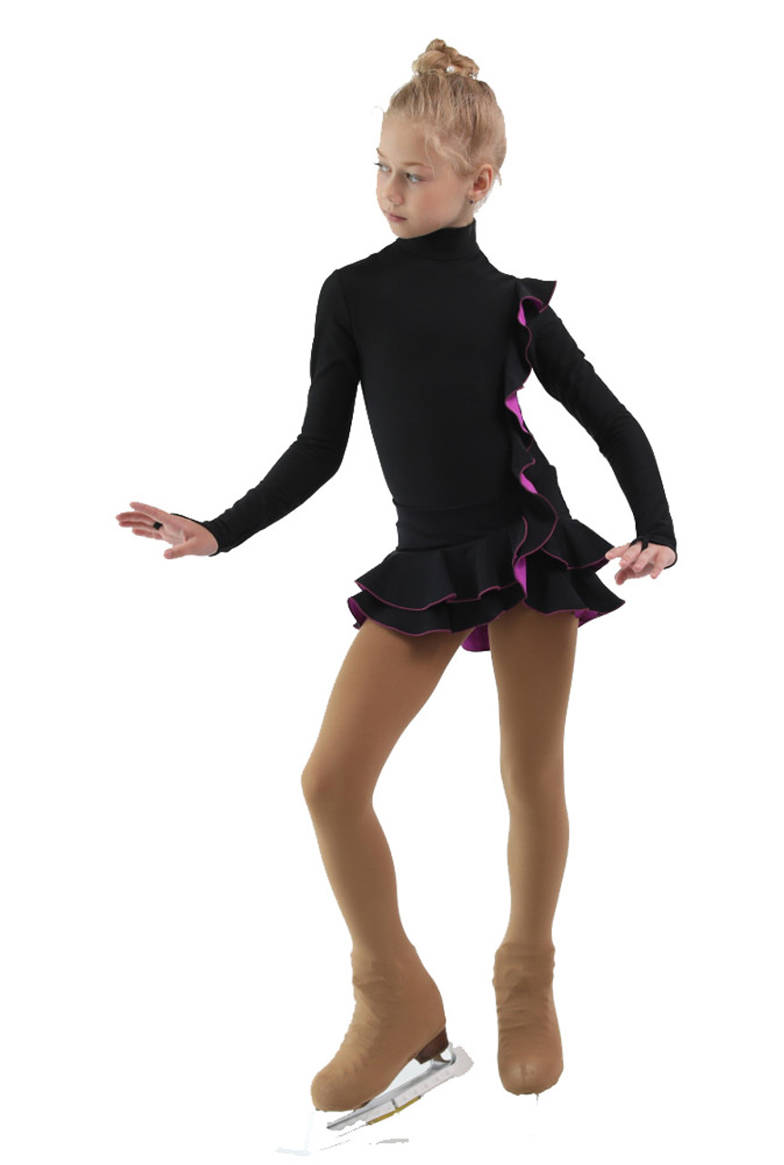 IceDress Figure Skating Dress - Thermal - Flamenco (Black with Purple)