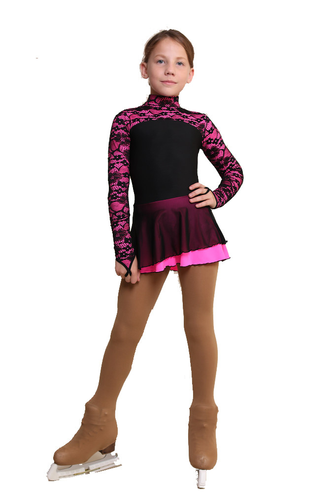 black and pink figure skating dress IceDress Figure Skating Dress - Thermal