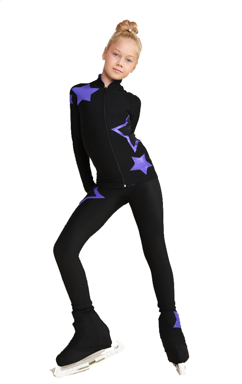 IceDress Figure Skating Jacket - Thermal - Disco Dance (Black with Hot Coral)