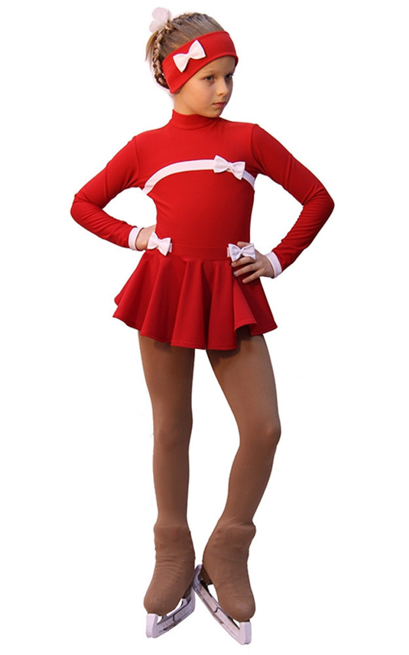 IceDress Figure Skating Dress - Thermal - Bows (25% OFF, Red and White)