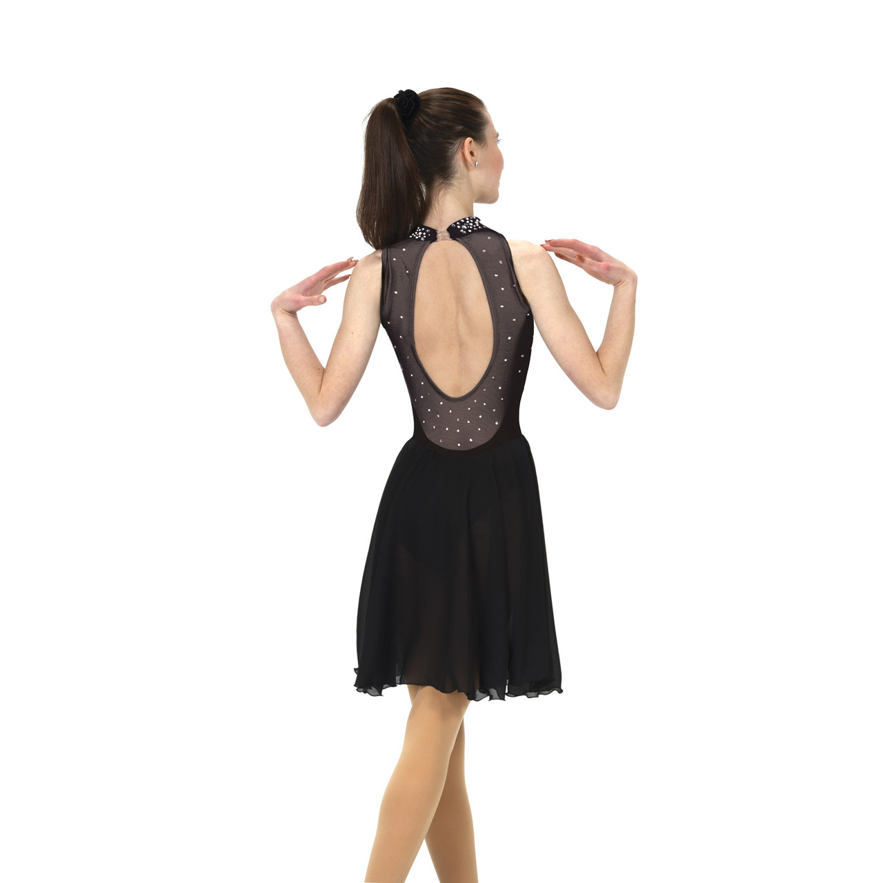 Custom Inked LS Tneck Keyhole Skating Dress with Double Layer Ballroom Skirt - Lycra main image 0