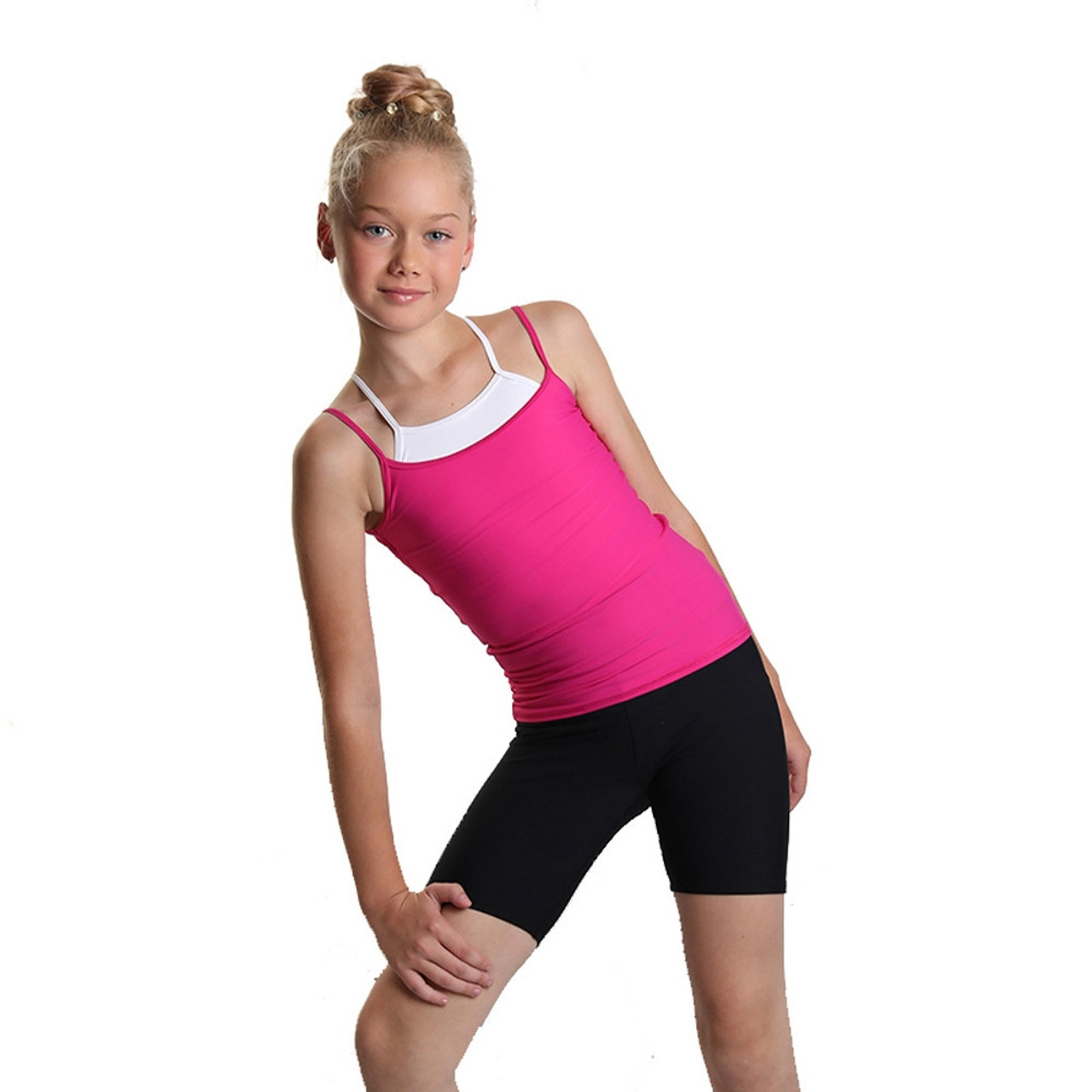 IceDress - Two-color Figure Skating Cami Top (Fuchsia and White)