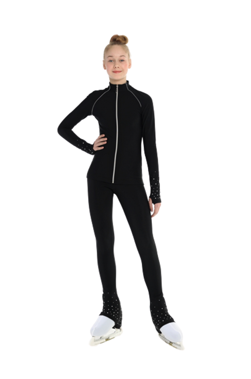 IceDress Figure Skating Outfit - Thermal - IceDress Lite (Linglish with  Leggings) (Black with White)
