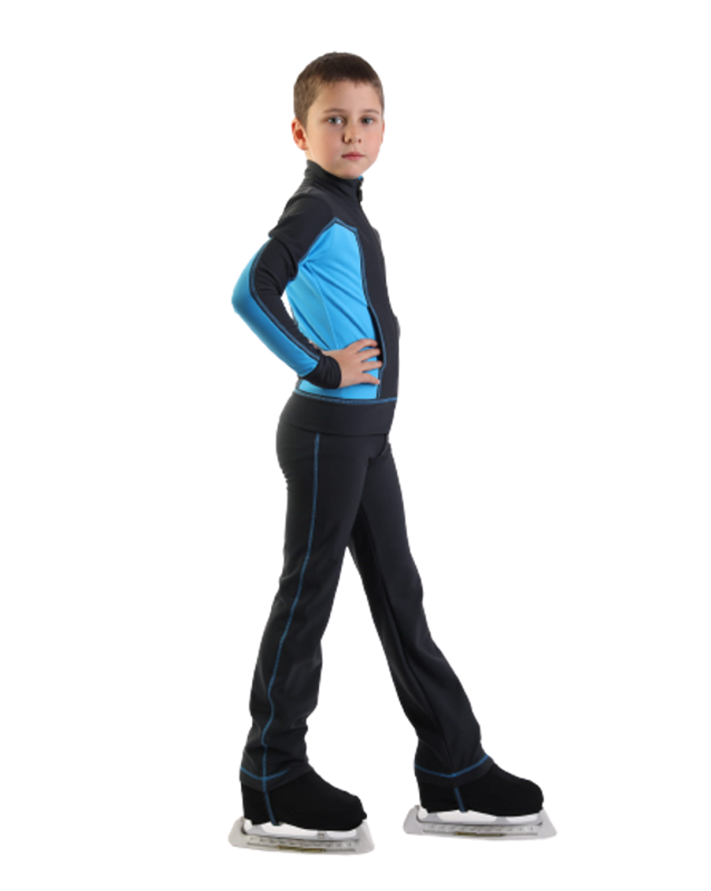 IceDress - Thermal Figure Skating Outfit - Squares (Dark Gray with Blue)  for Boys