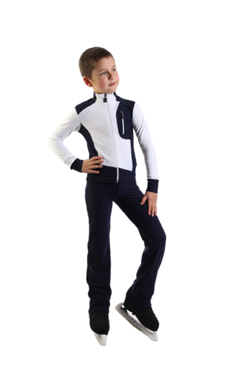 IceDress Figure Skating Thermal Jacket - Todes for Boys (Dark Blue with Blue Line)