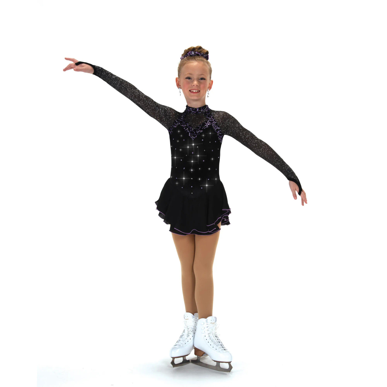 black and white figure skating dress Figure Skating Dress Women's Girls' Ice High Elasticity Crystal/Rhinestone Dancewear Skating Dress, Child 8 / Black main image 1